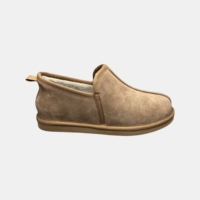 Chaussons d'hiver chauds à bout fermé pour homme, design confortable à enfiler, dessus en daim de vache, doublure en fausse fourrure, semelle légère antidérapante en EVA