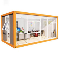Maison conteneur à mur rideau en verre de 20 pieds à assemblage rapide, appartement de luxe, hôtel à deux chambres, bureau, cuisine
