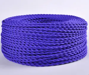 Cable cubierto de tela de color púrpura, alambre de cobre recubierto de algodón, extensión trenzada