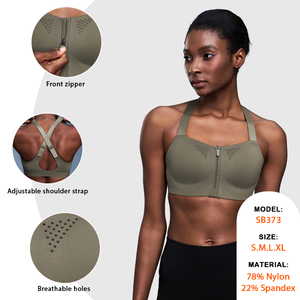 Top Deportivo Corto con Cierre Frontal para Mujer, Ropa Deportiva Transpirable, con Soporte y Tirantes Ajustables, para Gimnasio, Fitness, Yoga - Product Image 2