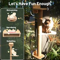 Vente en gros de meubles modernes de luxe pour chats 2 en 1 hamac avec ventouses solides pour fenêtre étagère en bois perchoir pour fenêtre design monté sur arbre