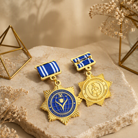 Médaille personnalisée en métal avec ruban, émail en forme d'étoile, médaille d'honneur, médaille décorative avec logo personnalisé pour souvenir ou cadeau