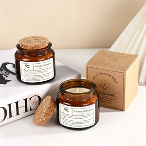 Bougie parfumée en cire de soja dans un bocal en verre avec bouchon en liège, 3 oz (85 g), format mini, faite à la main, non toxique, pour Thanksgiving, Diwali, anniversaires - Product Image 1