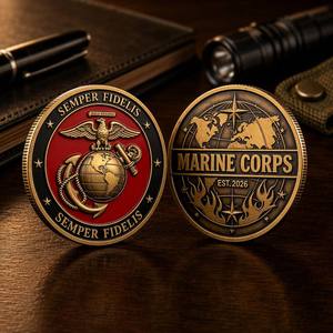 Moneda de desafío personalizada del Cuerpo de Marines SEMPER FIDELIS, bronce antiguo, oro, esmalte rojo, <span class=keywords><strong>EGA</strong></span>, águila, globo, ancla, fundición a presión, impresión UV - Product Image 4