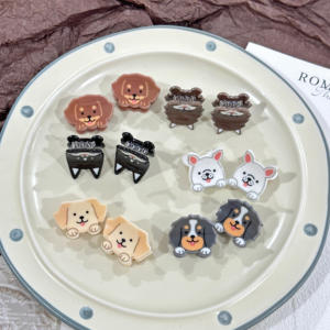 Lindo Clip de <span class=keywords><strong>Pelo</strong></span> con Diseño de Perro de Dibujos Animados Golden Retriever y Border Collie, Pinza para el Cabello para Sujetar Mechones Laterales - Product Image 3