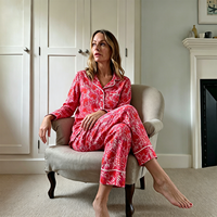 Pyjama Hongbo de bonne qualité pour femme, en coton, col à revers, ensemble de vêtements de nuit pour femmes, vêtements de nuit pour femmes