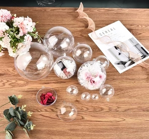 Boules de Noël en acrylique transparent, boules décoratives creuses en plastique à remplir pour les loisirs créatifs, fleurs préservées et décorations de fêtes - Product Image 2