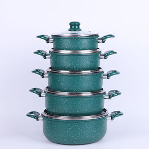 Gốm soong nấu ăn Nồi thấp moq không dính Granite màu xanh lá cây 10 cái nhôm soong nấu ăn nồi Bộ - Product Image 1