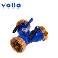 Volla 360 Swivel 2-Way Fire Hose Splitter-2.5MPa Pembagi Air Penstabil Aliran Pegangan Anti-Kunci Pengukur Tekanan 6.0 MPa Tahan Tekanan Tinggi
