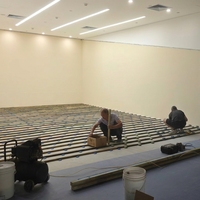Système d'éclairage LED pour sol en plastique renforcé de fibres de verre avec mur entièrement vitré clé en main FH-VISION, professionnel, commercial, pour terrain de squash