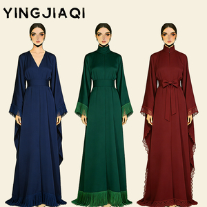 Robe maxi modeste personnalisée, couleur unie, respirante, robe abaya musulmane, robe élégante pour femmes musulmanes - Product Image 1