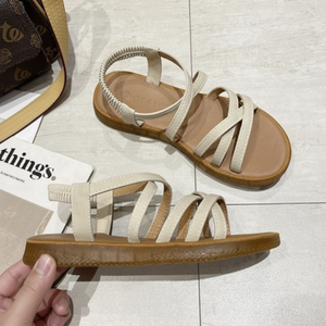 Sandali piatti estivi a 3 colori da donna con cinturino piatto - Product Image 1