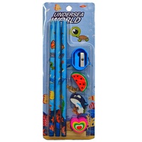 Lot de 7 articles de papeterie créative pour enfants, motif dessin animé, idéal pour l'école primaire, cadeau parfait, ensemble de crayons et fournitures scolaires