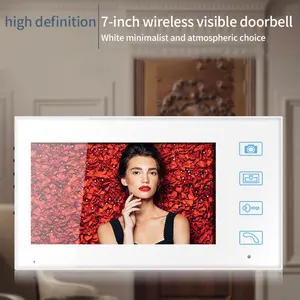 Bel pintu interkom video tanpa kabel 2.4G, interkom video 7 inci penglihatan malam tahan air sistem rumah interkom video pintu telepon