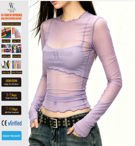 T-Shirt da Donna Personalizzate a Maniche Lunghe in Rete, Stampa a Sublimazione Termica, Vestibilità Slim, Traspiranti, Nuova Tendenza Abbigliamento Femminile - Product Image 2