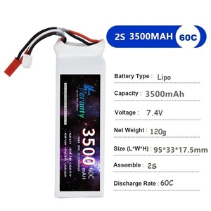 Batería 2S 3500mAh 7.4V 60C con Conector T/XT60/JST/XT30 para Coche RC, Buggy, Tren, Piezas de Modelos de Carreras - Product Image 2