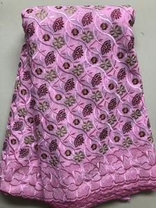 Tissu en dentelle africaine de haute qualité, 5 yards, en sergé brodé tissé pour voile, idéal pour les robes de mariée nigérianes - Vente en gros - Product Image 3