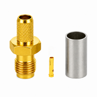 Vente directe d'usine, connecteur à sertir SMA femelle plaqué or pour câble RG58 RG142 RG223 LMR200 LMR195 RG400