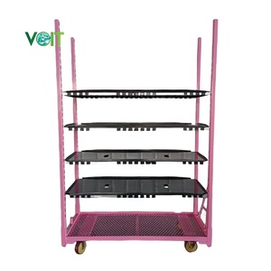 מרכז גינה תחבורה רב שכבה עמיד דנית טרולי פרחים עם מדפים פלסטיק
