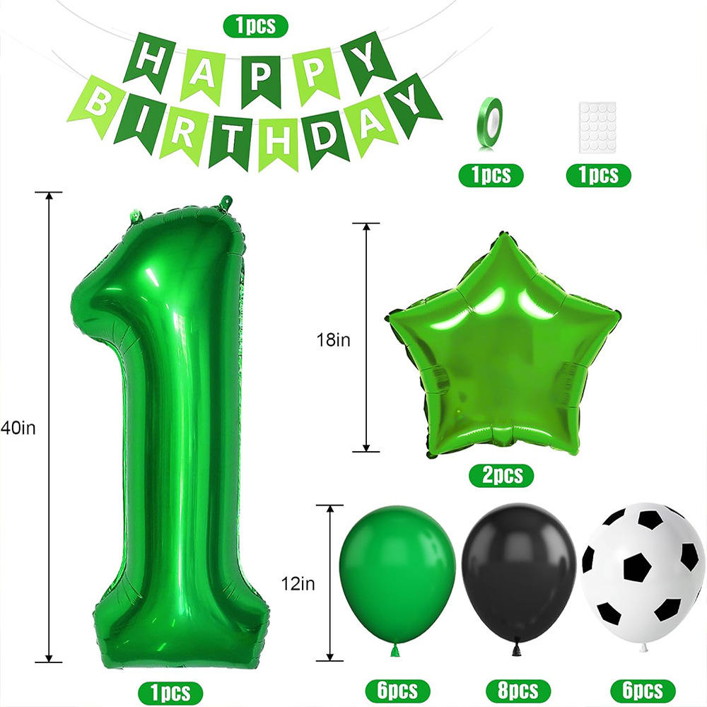 Green 1 Year old balloon set