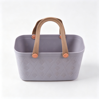 Panier portable grande capacité avec poignée en plastique pour pique-nique et rangement alimentaire domestique