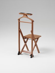 Porte-vêtements pliable en bois <span class=keywords><strong>de</strong></span> hêtre massif, finition cerisier, avec barre porte-pantalon et plateau <span class=keywords><strong>de</strong></span> rangement pour <span class=keywords><strong>chambre</strong></span> et hôtel - Product Image 5