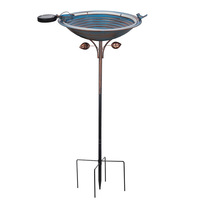 Bain d'oiseaux solaire rond exclusif pour jardin et cour, mangeoire et abreuvoir pour oiseaux, artisanat en fer forgé