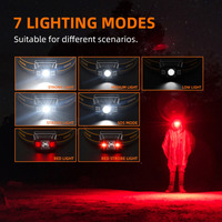 Linterna Frontal LED Recargable Súper Brillante con Sensor de Movimiento, Haz Ajustable, Resistente al Agua, Carga USB-C, Alcance de 120M, Portátil para Pesca