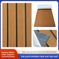 Tapis rectangulaire antidérapant en EVA imitation teck marron et noir, résistant aux UV, imperméable, pour ponts de camping-cars, sols de yachts extérieurs en WPC et liège