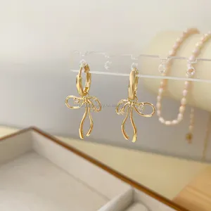 14K Real Gold Butterfly Earrings With Natural Diamond Tiny Cute Pure Gold For Women High Quality Natural Diamond