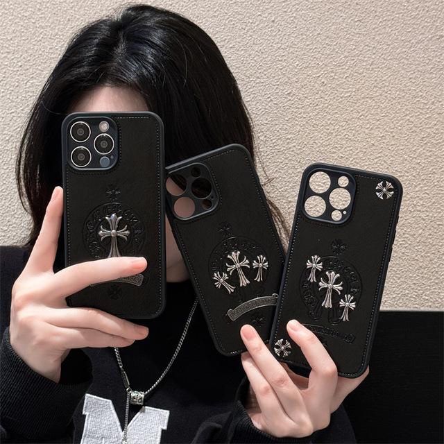 For Samsung S24 Chrome Trendy Brand S25 Ultra Cover 13 Plus Galaxy S22 iPhone 17 Air 16 15 14 Pro Max Heart Mobile Phone Case