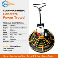 Allanadora de Concreto XUANHUA de Fábrica OEM, 580 mm, 3 Opciones de Potencia: Gasolina, Diésel, Eléctrica, 60-100 r/min, CE