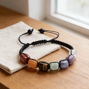 Trendy Crystal Beaded Braided Rope <b>Bracelet</b>-Adjustable Natural Healing Stone Gemstones Metaphysics Spirituality Gift - Product Image 1