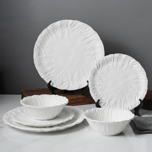 Juego de Vajilla de Porcelana Blanca con Utensilios, Vajilla Moderna de Porcelana, Apta para Lavavajillas, con Esmalte Reactivo - Product Image 1