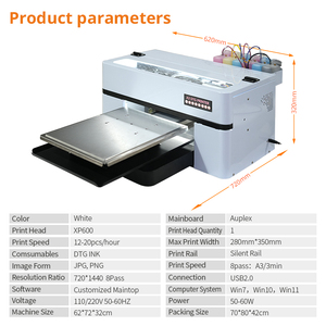 Stampante DTG Inkjet Auplex Nuova 2026 XP600 con Funzione Automatica, Portatile All-in-One per <span class=keywords><strong>Stampa</strong></span> Personalizzata di <span class=keywords><strong>Abbigliamento</strong></span> e T-Shirt, 1 Anno di Garanzia - Product Image 1