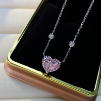 Collar de plata de ley 925 chapado en oro para mujer, joyería, corazón, diamante, envío directo