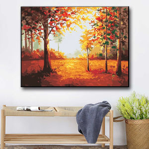 Pintura al Óleo por Números, Paisaje de Bosque Otoñal con Hojas Caídas, Pintura por Números DIY sobre Lienzo - Product Image 2