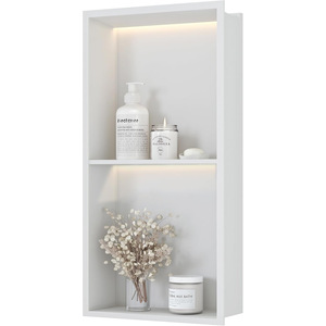 Étagère de salle de bain encastrée à 3 niveaux, support de rangement mural pour baignoire, organisateur avec dimensions personnalisées et design durable - Product Image 4