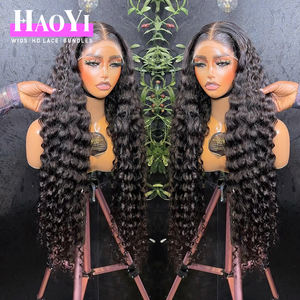 วิกผมลูกไม้ HD <span class=keywords><strong>แบบ</strong></span> Deep Wave ลอนใหญ่ ผมบราซิล ความหนาแน่น 220% 250% ผมแท้บริสุทธิ์สำหรับผู้หญิงผิวดำ วิกผมลูกไม้สวิส - Product Image 2