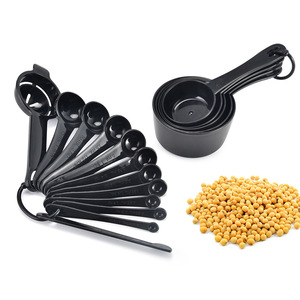 Measuring Cups And Spoons Set 17 Piece Plastic Black Baking Tools With Graduations For Kitchen Use - Product Image 5