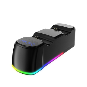 Soporte de base de carga dual para controlador P4 Luz RGB y cable Micro USB Incluido Comunicación por cable de plástico - Product Image 1