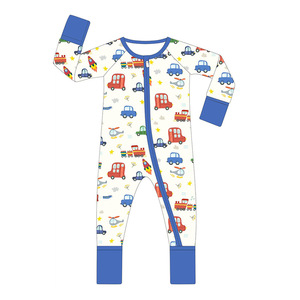 Vente en gros Pyjama unisexe en viscose à impression personnalisée Barboteuse bio à double fermeture éclair Vêtements pour bébé en bambou pour enfants - Product Image 3