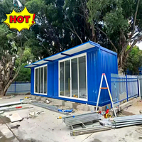 Casa Modular Desmontable de Acero con Aislamiento Transpirable, Estructura Plegable Tipo X, Espacio de Oficina, Solárium Iluminado