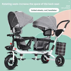 Vélo à trois roues pour enfants Hafuron HFL-01, double siège pour bébé, cadre en acier inoxydable, pliable, matériau Oxford, capacité de charge de 20 kg - Product Image 2