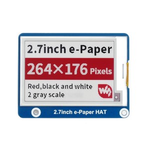 Écran e-Paper e-Ink de 2,7 pouces HAT (B) 264x176, Rouge / Noir / Blanc, SPI - Product Image 1