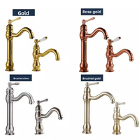 Robinet de lavabo rétro en laiton de style européen français, monocommande eau froide/chaude, avec cartouche céramique, à poser sur le rebord, pour balcon, maison, hôtel