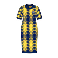 Gaun Rajut Wanita Custom OEM & ODM, Lengan Panjang, Model Bodycon untuk Klub, Desain Terbaru, Gaun Printing Fashion Terbaru