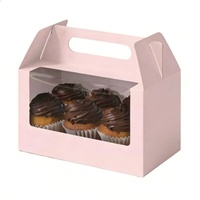 Boîte d'emballage cadeau pour biscuits en papier rose personnalisée avec poignée, recyclable, fabrication OEM avec logo