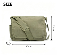 Sac bandoulière vintage en toile pour homme, sacoche à rabat, sac à l'épaule avec sangle réglable, décontracté, pour le travail et les voyages