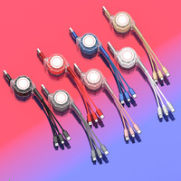 Logo personnalisé rétractable 3 en 1 USB Micro Type-C Câble 2.4A Câble de données rétractable à charge rapide Type c pour Android Multi Phone